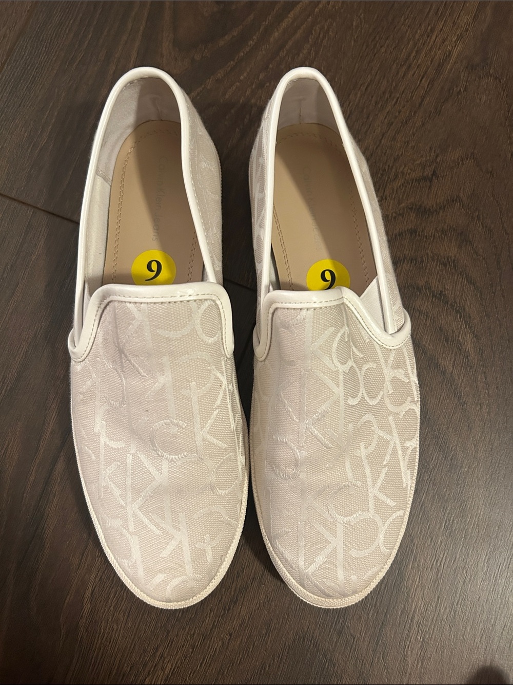 Calvin Klein Jeans White Monogram Slip-On Sneakers